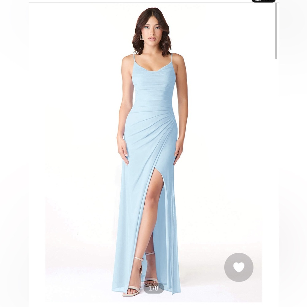 Azazie Deandra Bridesmaid Dress Sky Blue Mesh